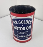 H.R. Golden Motor Oil 5qt Missoula Montana Can