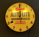 Auto Lite Spark Plugs Lighted Advertising Clock