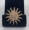 14k Yellow Gold And Pearl Sunburst Brooch