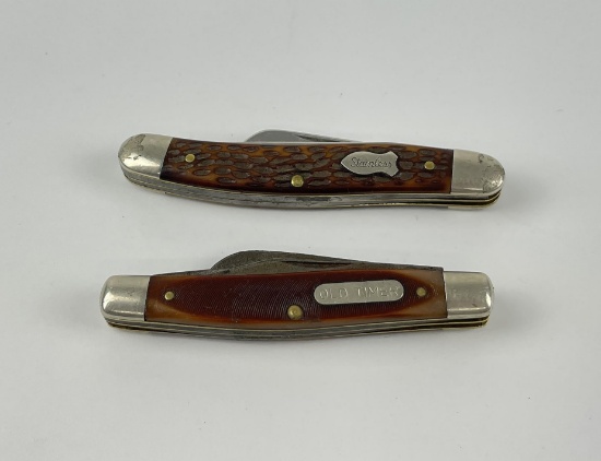 Pair Of Us Made Schrade Pocket Knives