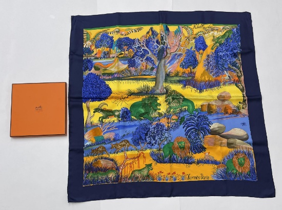 Hermes Nuba Mountain Silk Scarf In Box