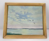 Tom Brown Oil On Canvas Mallards Landing