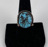 Old Pawn Navajo Sterling Silver Turquoise Ring