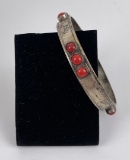 Old Pawn Navajo Sterling Silver Coral Bangle