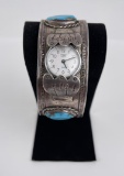 Navajo Sterling Silver Turquoise Watch Bracelet