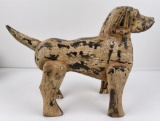 Antique Folk Art Carved Wood Dog Statue