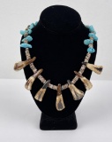 Navajo Buffalo Tooth Turquoise Nugget Necklace