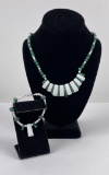 Navajo Shell And Malachite Necklace And Bracelet