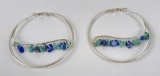 Navajo Sterling Silver Turquoise Lapis Earrings