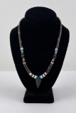 Navajo Heishi Turquoise And Jet Necklace