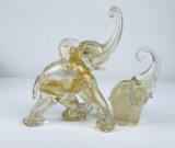 Pair Of Murano Italy Glass Elephants