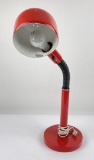 Danish Mid Century Red Gooseneck Desk Lamp