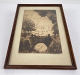 Antique Etching Signed Hempstead