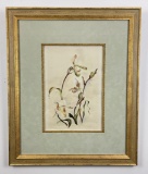 Very Pretty Signed Watercolor Painting Of Flowers