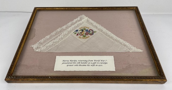 Ww1 French Souvenir Handkerchief W/ History