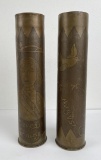 Ww1 Belgium Matched Pair Of Trench Art Shells