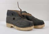 Ww2 Nazi German Leather And Wood Clogs