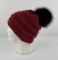 Real Fur Pom Pom Knit Beanie Hat