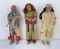 Lot Of 3 Native American Indian Skookum Dolls