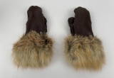 Red Coyote Fur Cuff Leather Gloves