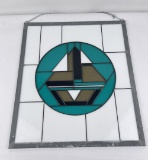 Geometric Art Deco Style Stained Glass Window