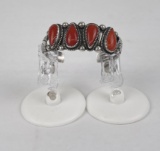 Navajo Red Coral Sterling Silver Bracelet