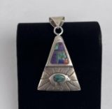 Zuni Indian Inlaid Sterling Silver Pendant