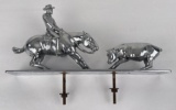 Vintage Cowboy And Bull Hood Ornament