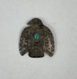 Old Pawn Navajo Sterling Silver Turquoise Brooch