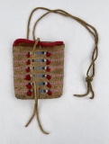 Unusual Antique Crow Indian Montana Beaded Pouch