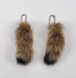 Pair Of Taxidermy Lynx Tail Fur Keychains