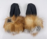 Red Fox Fur Cuff Leather Gloves