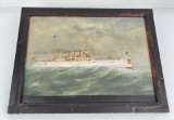 Great White Fleet Folk Art Ship Painting