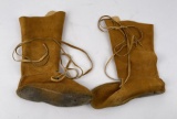 High Top Cree Indian Leather Moccasins Boots