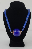 Indian Lapis Lazuli Chevron Trade Bead Necklace