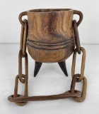 African Whimsy Wood Hanging Tripod Jar