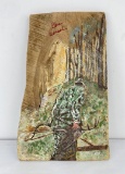 Gene Wensel Painted Wood Plaque Whitetail Deer
