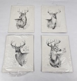 Lot Of 4 Dave Kintzel Whitetail Deer Prints