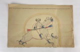 Antique Native American Indian Ledger Drawing