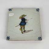 17th Century Delft Pottery Tile Soldier