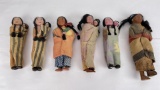 Lot Of 6 Native American Indian Skookum Dolls
