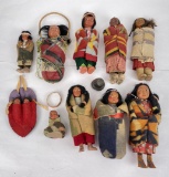 Lot Of 10 Native American Indian Skookum Dolls