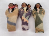 Lot Of 3 Native American Indian Skookum Dolls