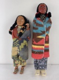 Lot Of 2 Native American Indian Skookum Dolls