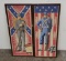 Pair Of Antique Civil War Cloth Soldier Pictures