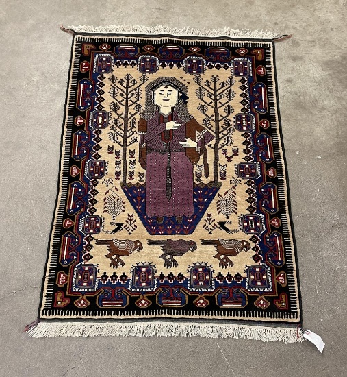 Persian Oriental Afghan Belouch Pictorial Rug