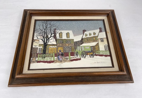 H. Hargrove Oil On Canvas Town Painting