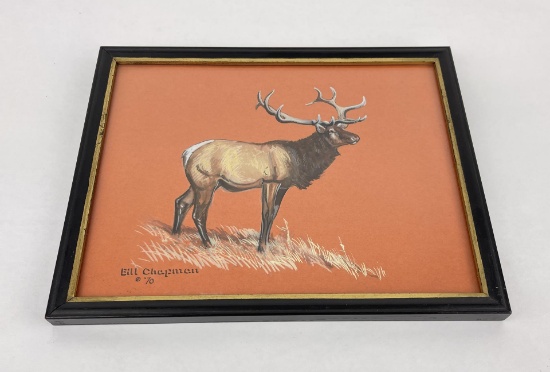 Bill Chapman Gouache Painting Montana Bull Elk