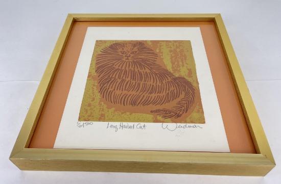 David Weidman Long Haired Cat Serigraph Print