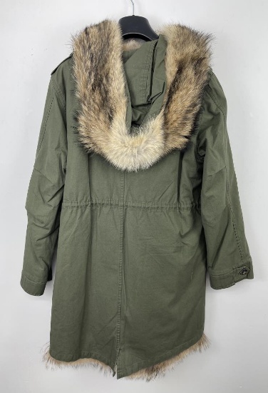 Reversible Coyote Trimmed Fur Jacket